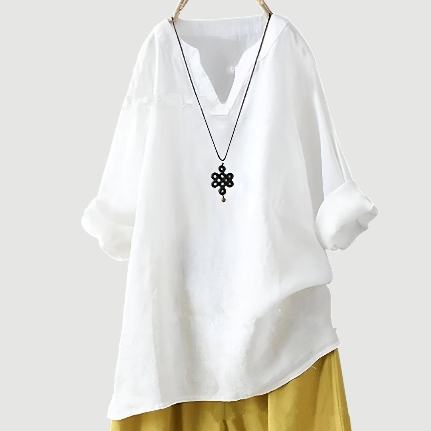 Vestido mujer holgado con escote en V elegante