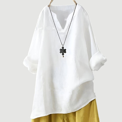Vestido mujer holgado con escote en V elegante
