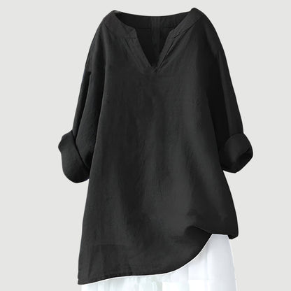 Vestido mujer holgado con escote en V elegante