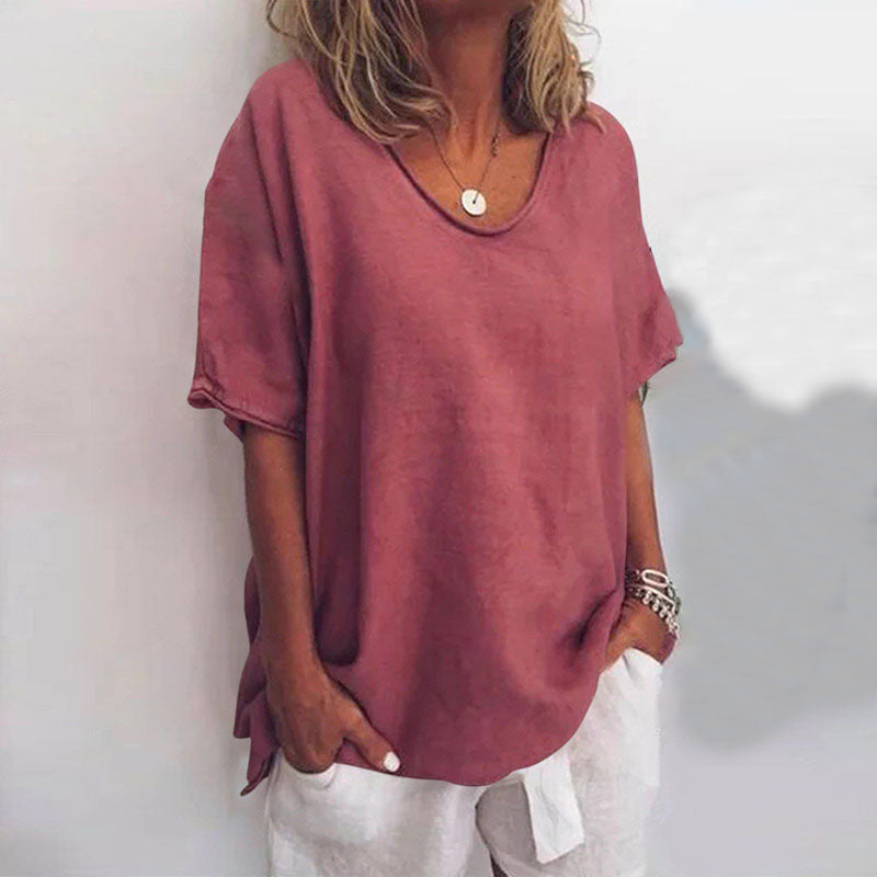 Camiseta líquida mujer cuello redondo elegante