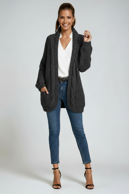 Chaqueta de punto mujer cálida con bolsillos