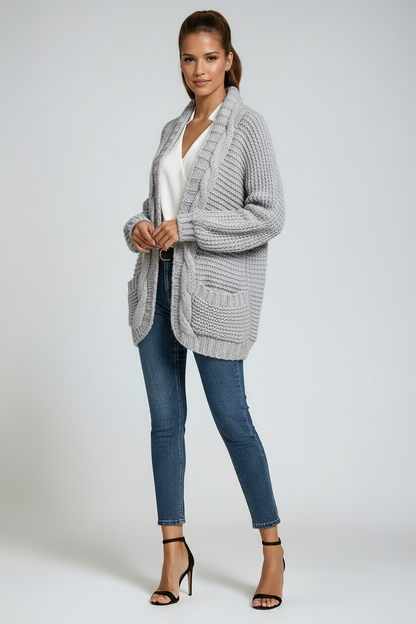 Chaqueta de punto mujer cálida con bolsillos