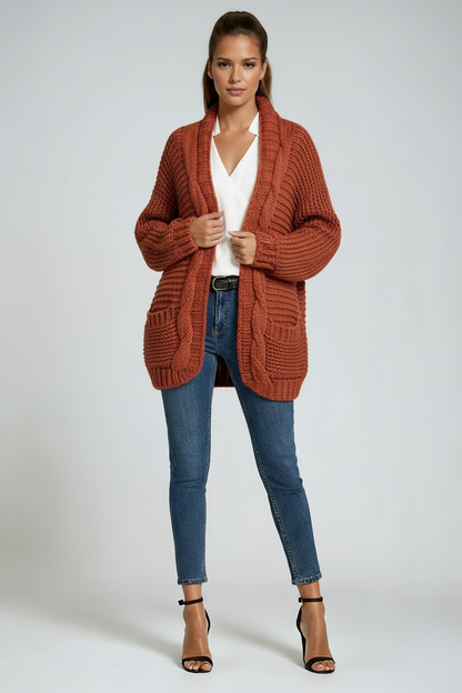 Chaqueta de punto mujer cálida con bolsillos