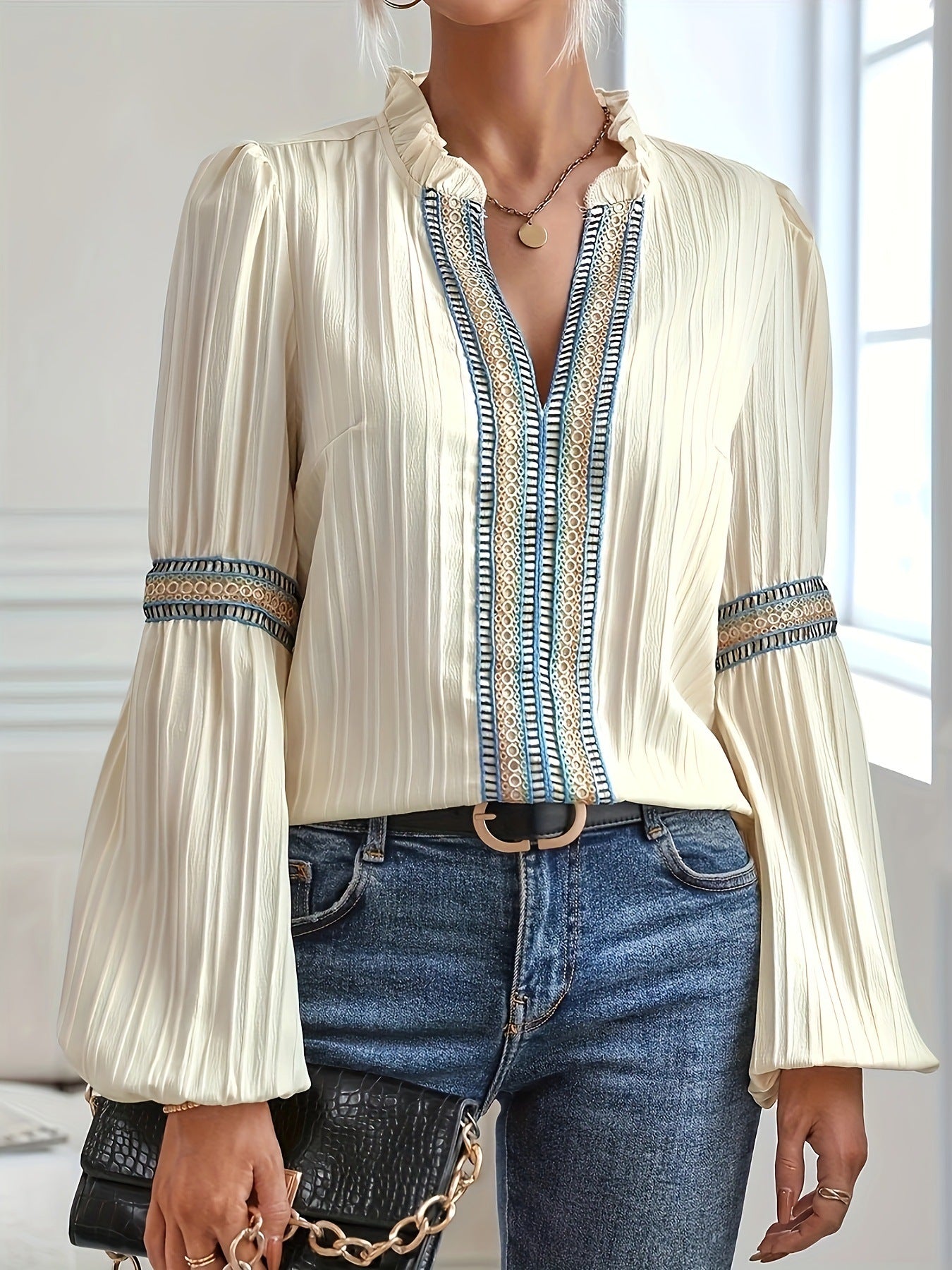 Blusa Étnica Manga Larga Estampado Tribal - Vestiria