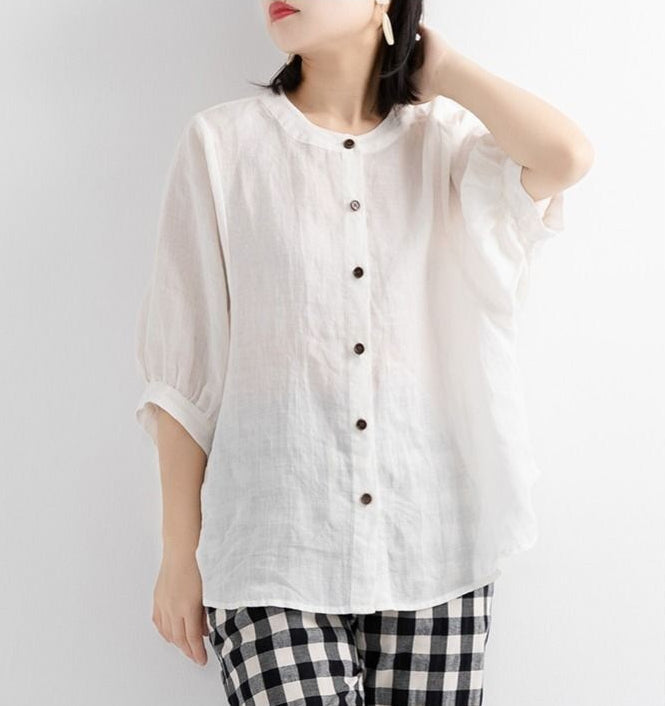 Blusa Lino Blanca Amplia