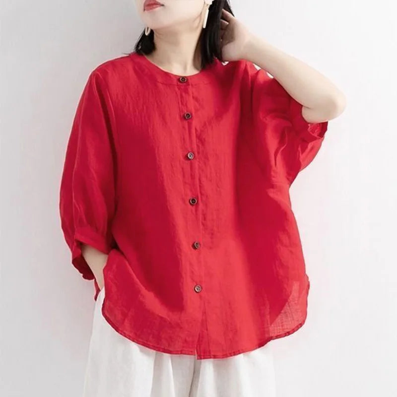 Blusa Lino Blanca Amplia