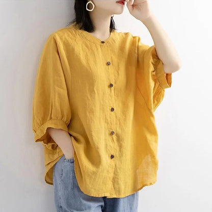 Blusa Lino Blanca Amplia