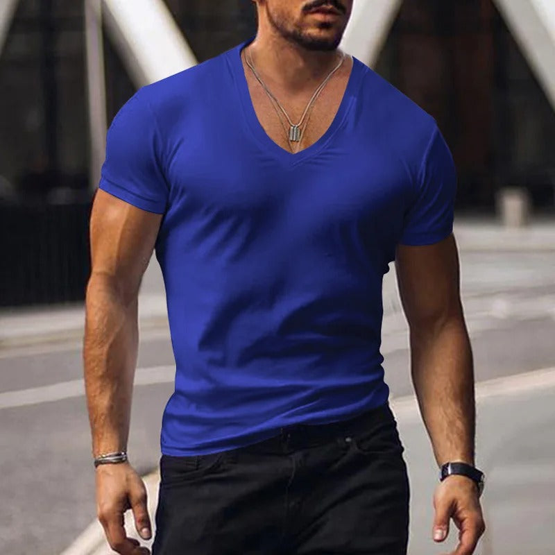 Camiseta Hombre ajustada con Escote en V