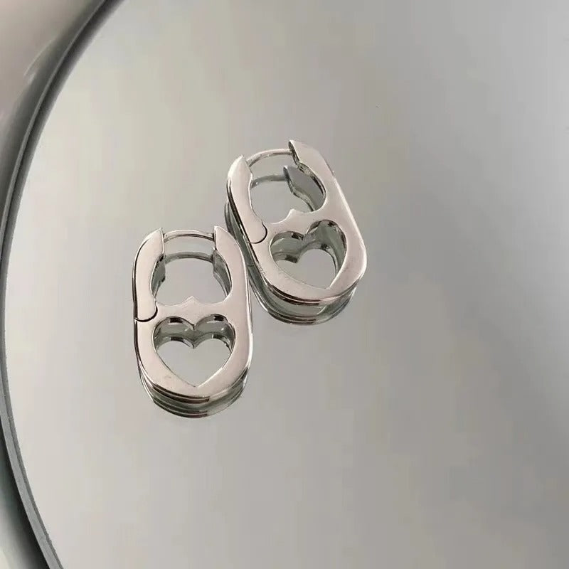 Pendientes Corazón Acero Brillante
