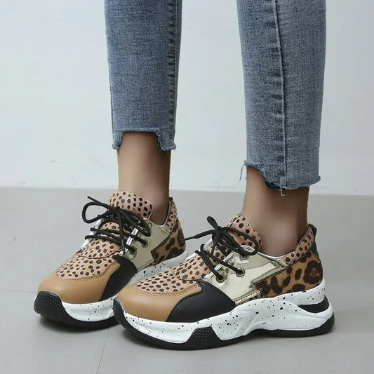 Zapatillas deportivas mujer estampado leopardo trendy - Vestiria