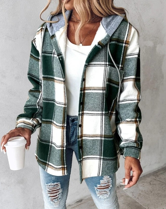 Chaqueta Mujer Cuadros Grande Capucha - Vestiria