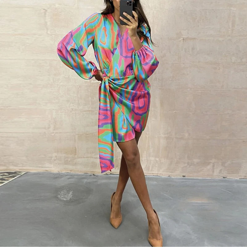 Vestido Mujer Cinturón Mangas Largas Elegante - Vestiria