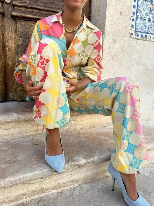 Traje Invierno Mujer Dos Piezas Colorido - Vestiria