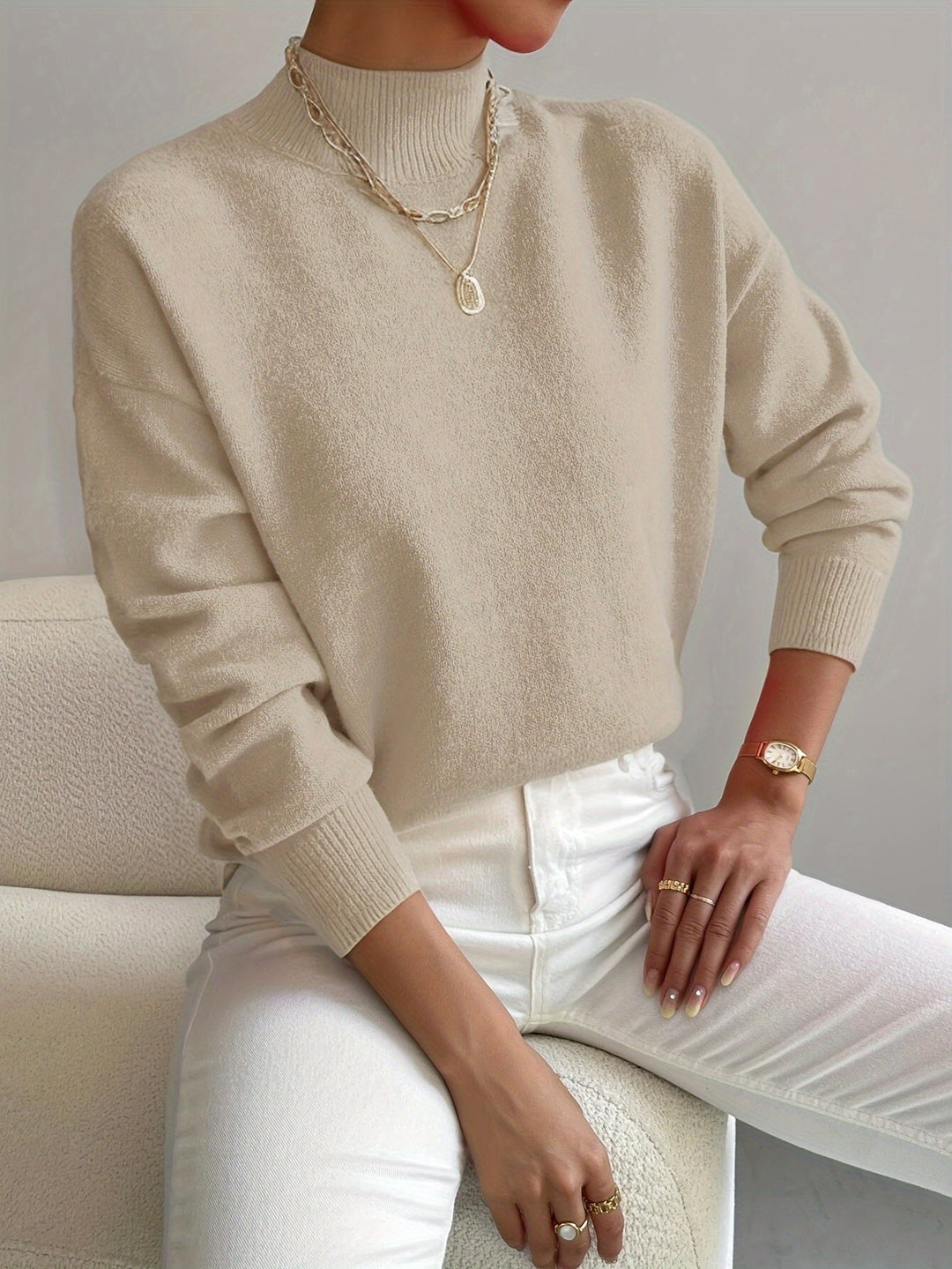 Jerséis Cuello Alto Caliente Mujer Invierno