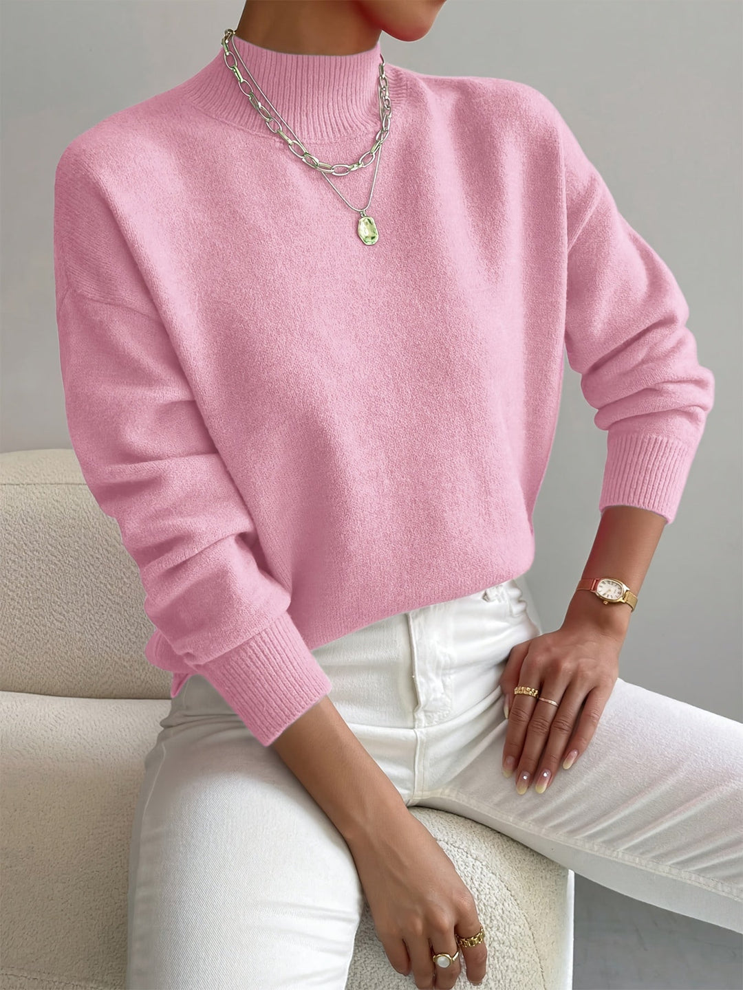 Jersey Cuello Alto Mujer Abrigado Invierno