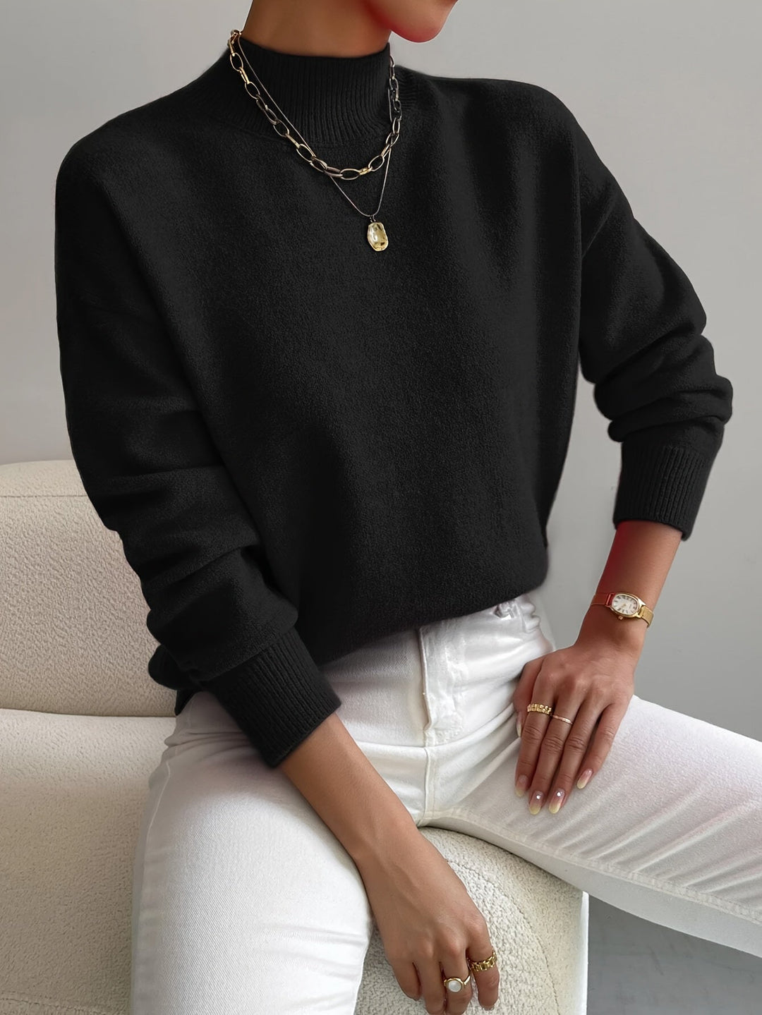 Jerséis Cuello Alto Caliente Mujer Invierno