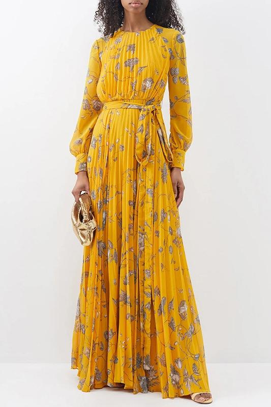 Vestido Maxi Gasa Plisado Elegante - Vestiria