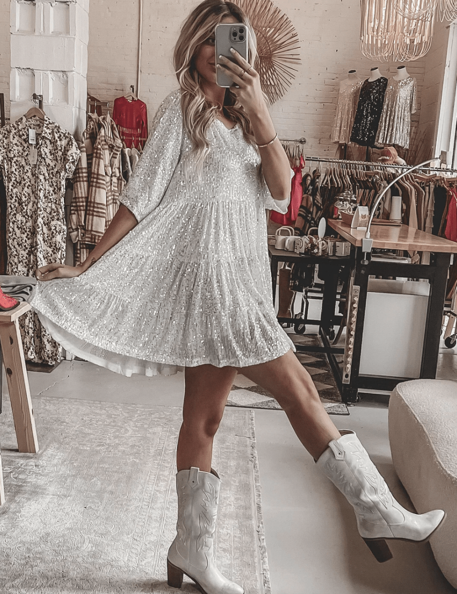 Vestido de Noche Brillante Estampado - Vestiria