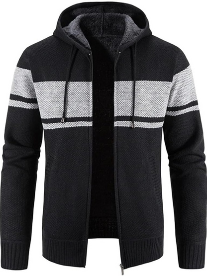 Cárdigan de Invierno con Capucha Rayas Hombre