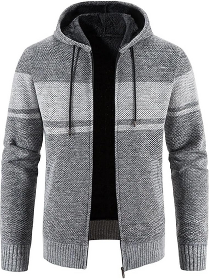 Cárdigan de Invierno con Capucha Rayas Hombre - Vestiria