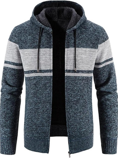 Cárdigan de Invierno con Capucha Rayas Hombre