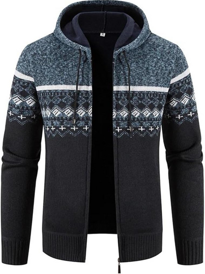 Cárdigan de Invierno con Capucha Rayas Hombre