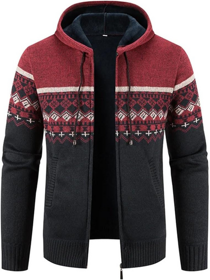 Cárdigan de Invierno con Capucha Rayas Hombre