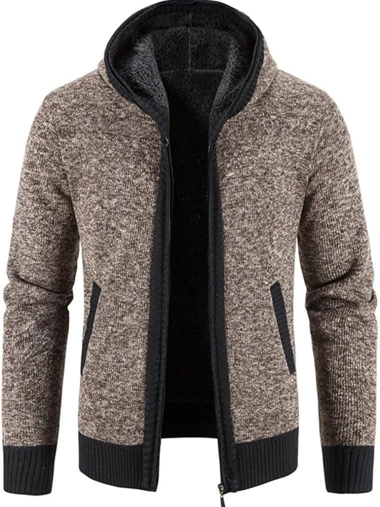 Cárdigan de Invierno con Capucha Rayas Hombre