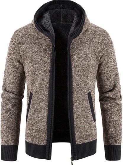 Cárdigan de Invierno con Capucha Rayas Hombre
