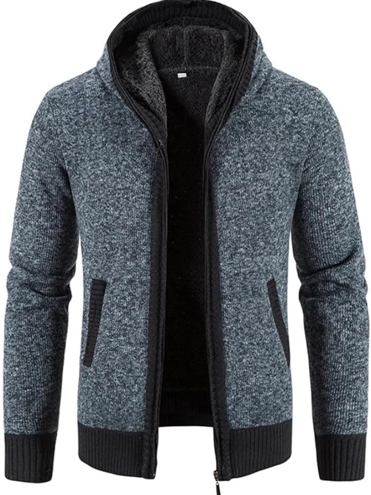 Cárdigan de Invierno con Capucha Rayas Hombre