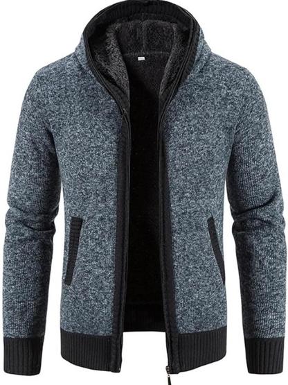 Cárdigan de Invierno con Capucha Rayas Hombre