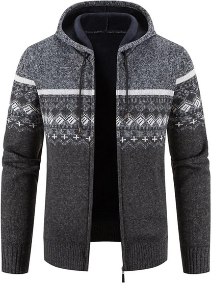 Cárdigan de Invierno con Capucha Rayas Hombre