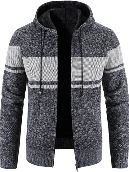 Cárdigan de Invierno con Capucha Rayas Hombre