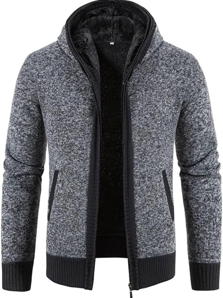 Cárdigan de Invierno con Capucha Rayas Hombre