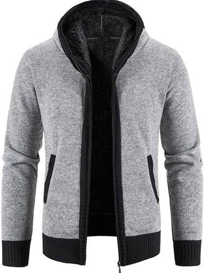 Cárdigan de Invierno con Capucha Rayas Hombre