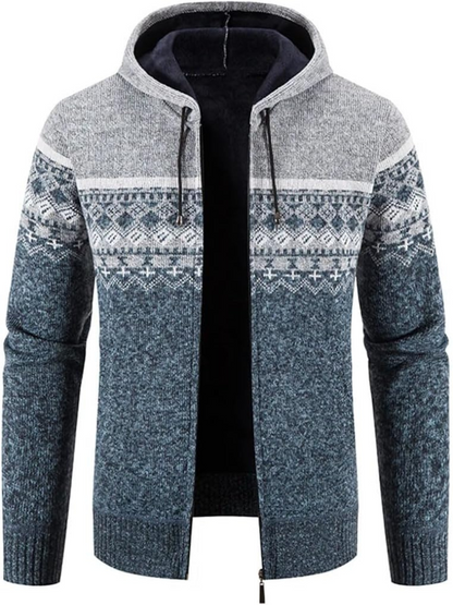 Cárdigan de Invierno con Capucha Rayas Hombre