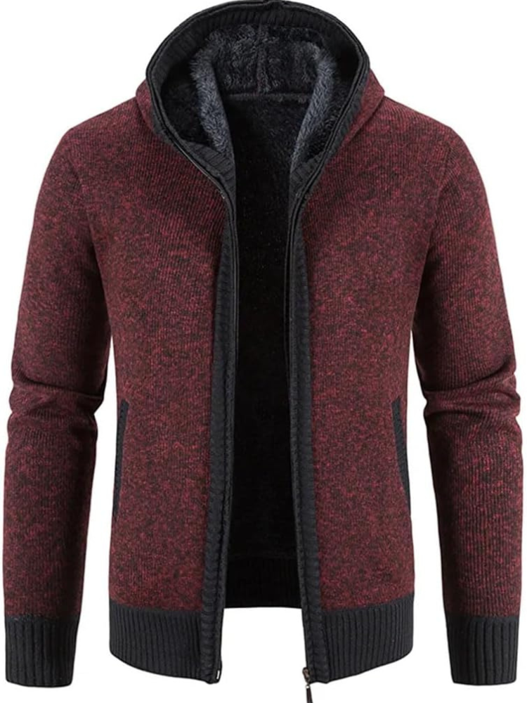 Cárdigan de Invierno con Capucha Rayas Hombre