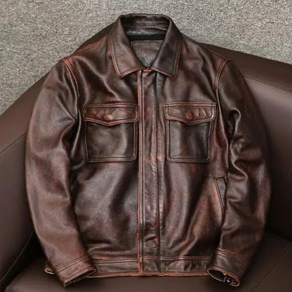 Chaquetón de cuero sintético hombre elegante