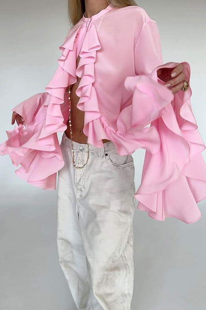 Blusa Ligera con Encaje y Volantes - Vestiria