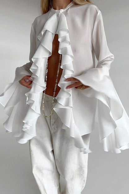 Blusa Ligera con Encaje y Volantes