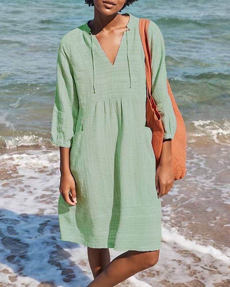 Vestido Verano Fresco con Escote en V Mujer