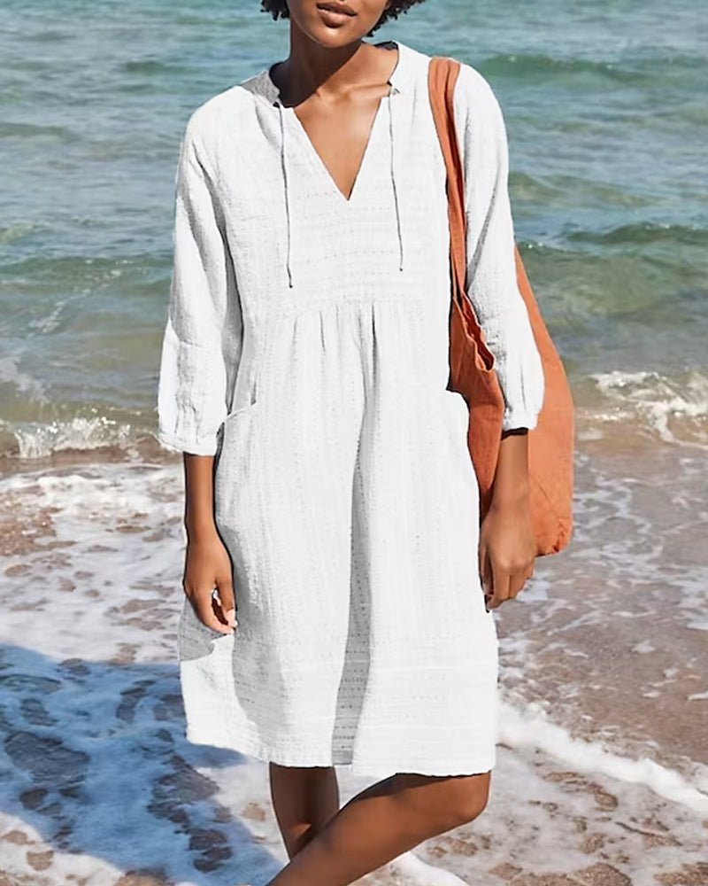 Vestido Verano Fresco con Escote en V Mujer
