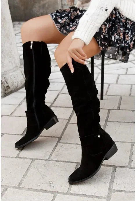 Botas Altas de Cuero con Cremallera