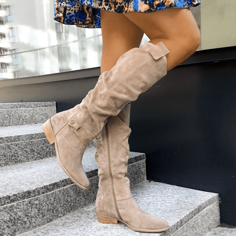 Botas Altas de Cuero con Cremallera - Vestiria