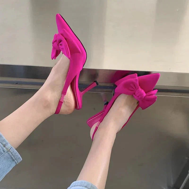 Zapatos de tacón alto con lazo para mujer - Vestiria