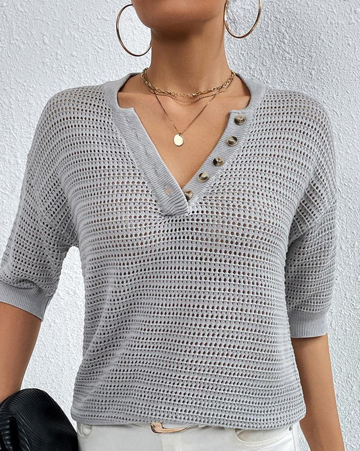 Blusa de punto cuello pico elegante