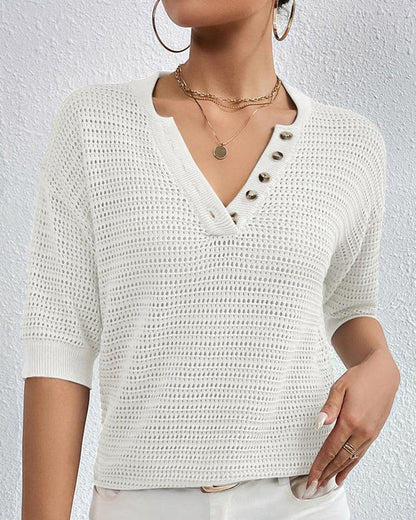 Blusa de punto cuello pico elegante