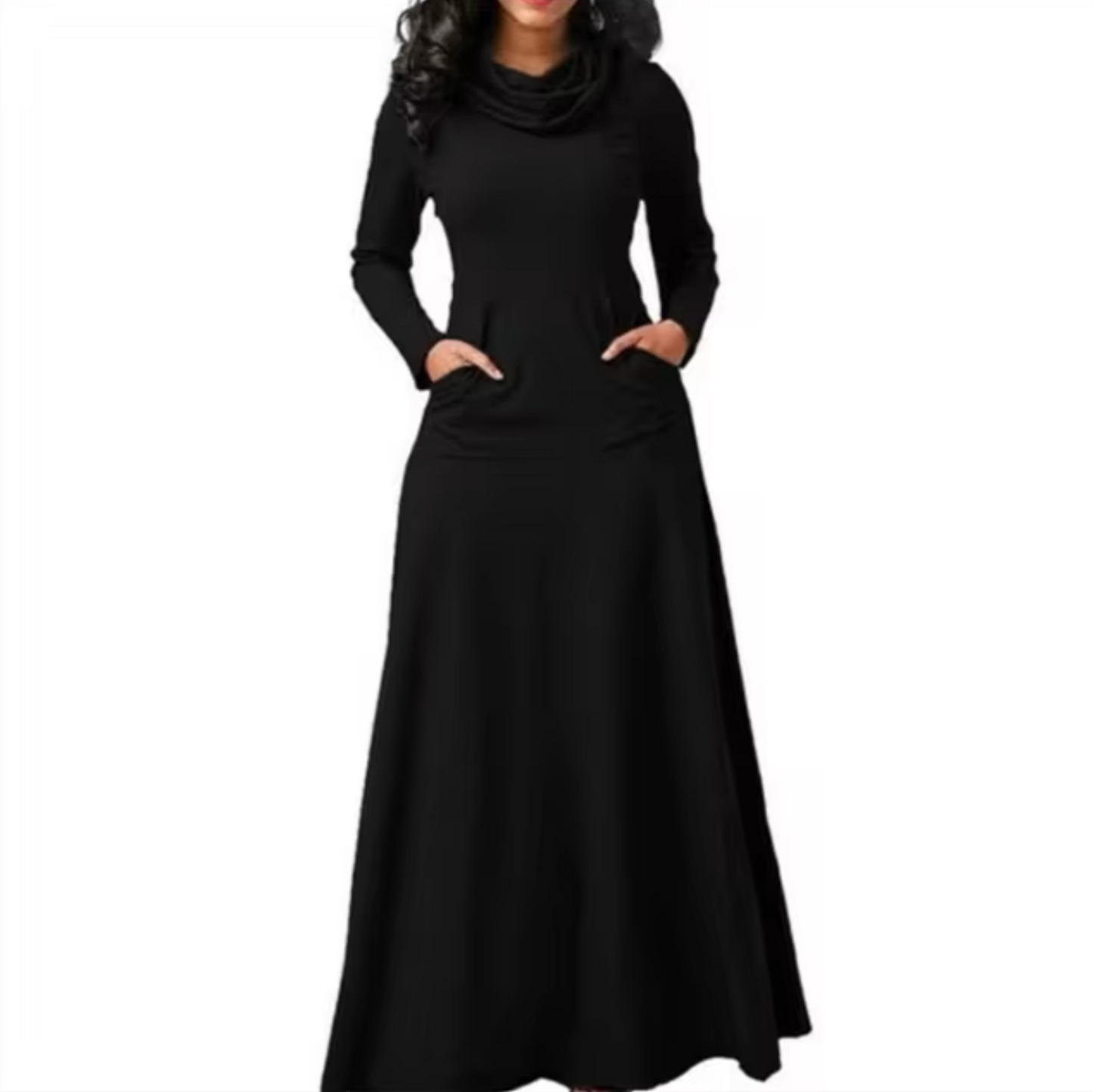 Vestido Maxi Mujer Escote Cascada Elegante