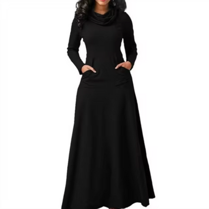 Vestido Maxi Mujer Escote Cascada Elegante
