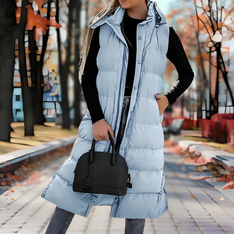Chaleco Invierno Mujer Acolchado Cálido con Capucha
